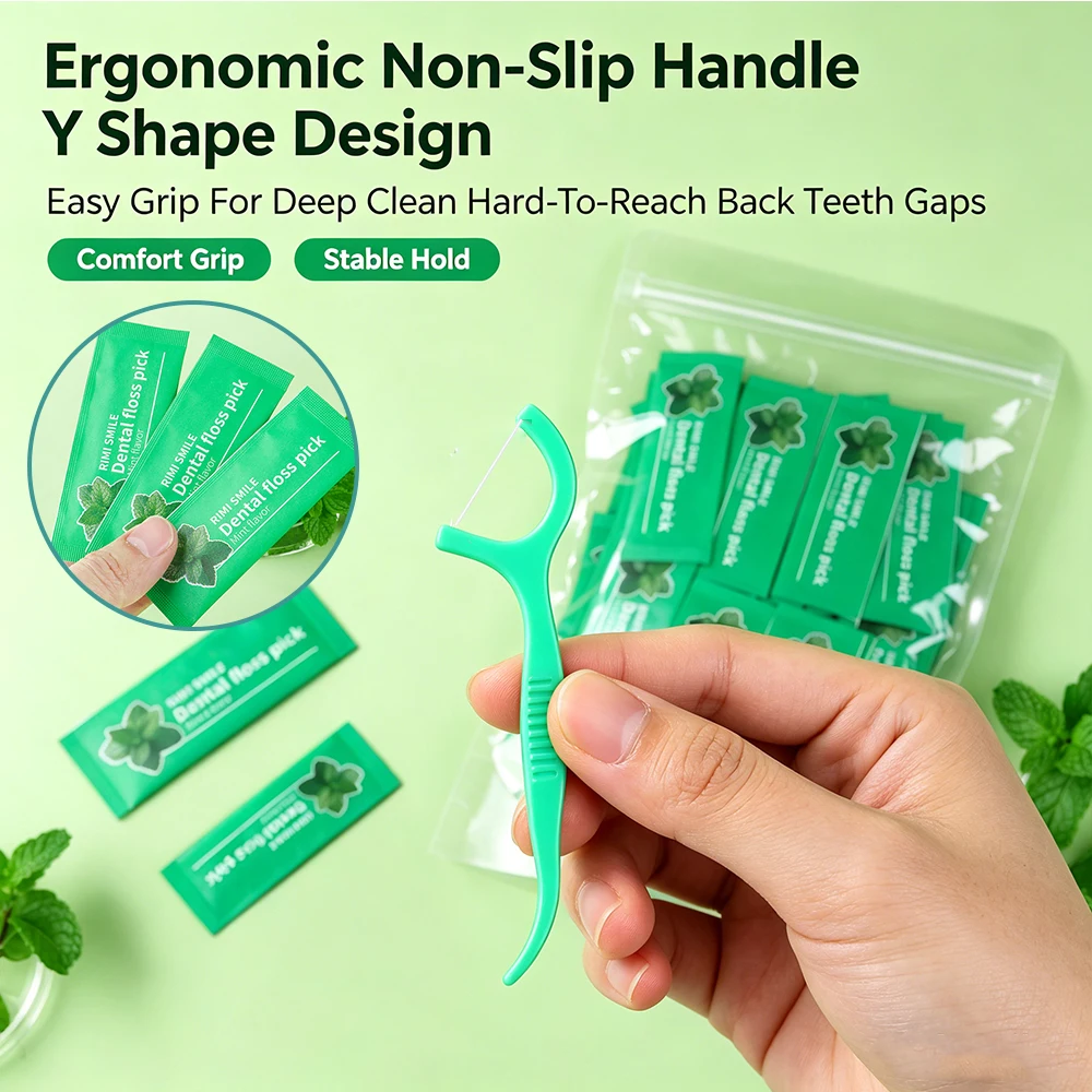 550/330/110pcs RIMI SMILE Mint Dental Floss Picks Individually Wrapped, 110 Counts Per Bag Ultra Fine High Tension Floss Sticks