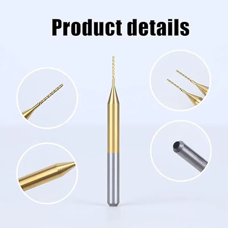 HUHAO 10PCS PCB Drill Bit Set 1/8 Shank Tip Cutting Bits CNC Milling Cutters Kit Mini PCB Carbide End Mill Tools CNC Router Bit