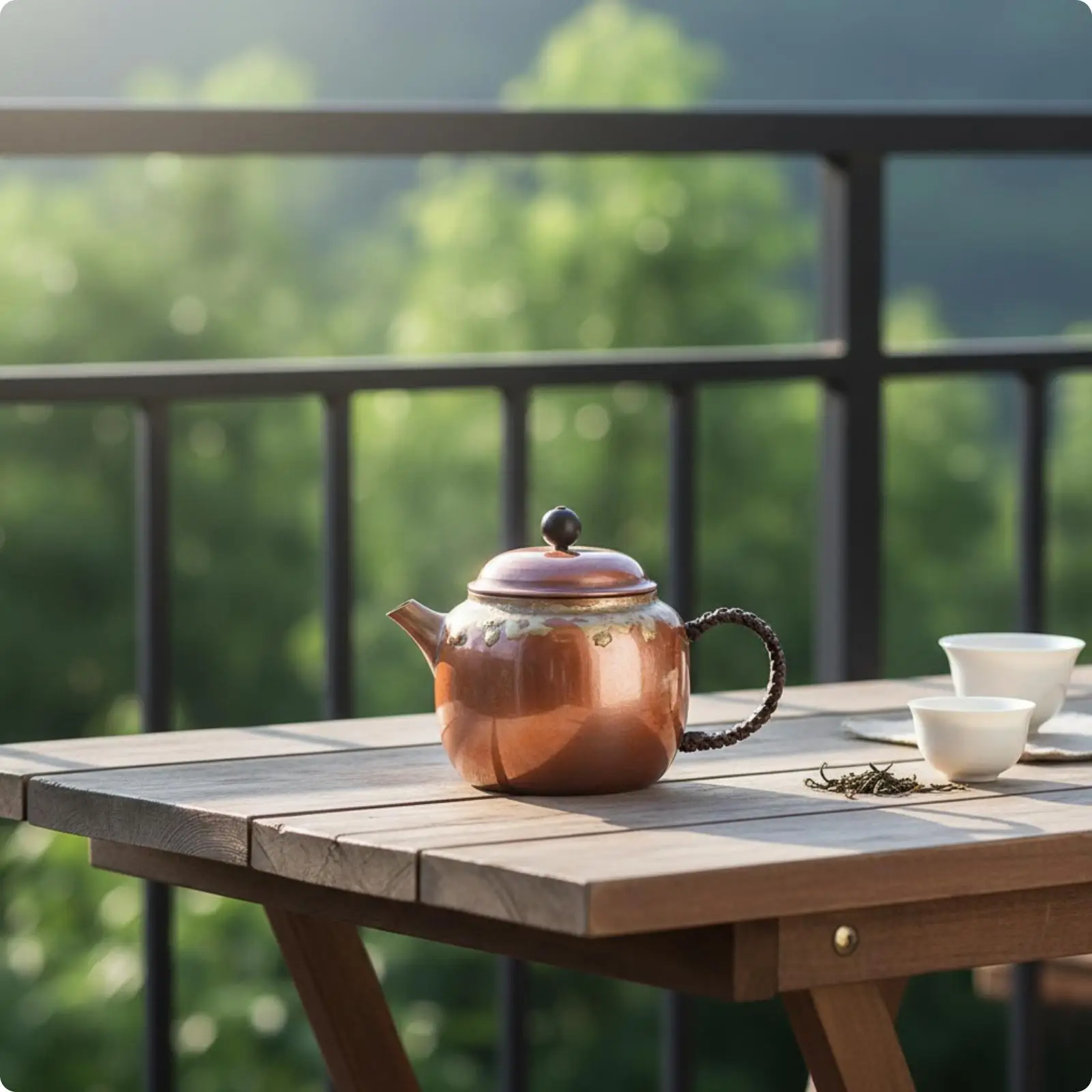 Pure Copper Tea Kettle for Brewing Loose Leaf Tea Hand Hammered Surface with Embossed Lid and Elegant Pouring Spout Design