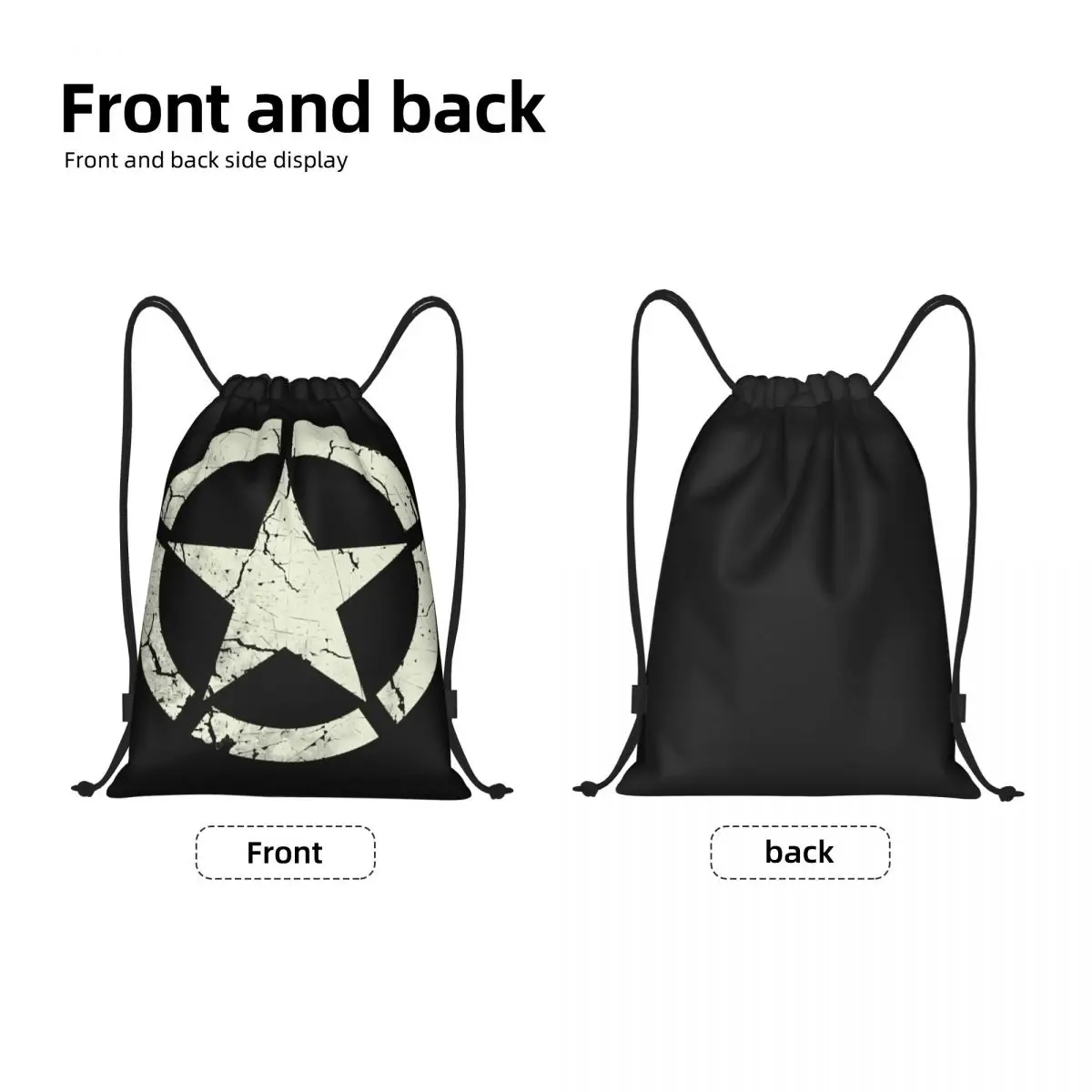 Military Tactical Army Star Drawstring Backpack Sports Gym Bag for Women Men Shopping Sackpack