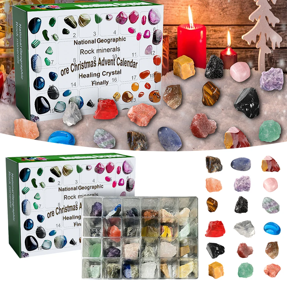 Christmas Advent Calendar Ore Gemstone Collection Count Down to 24 Days Xmas Countdown Calendars Surprise Gifts for Girls Boys