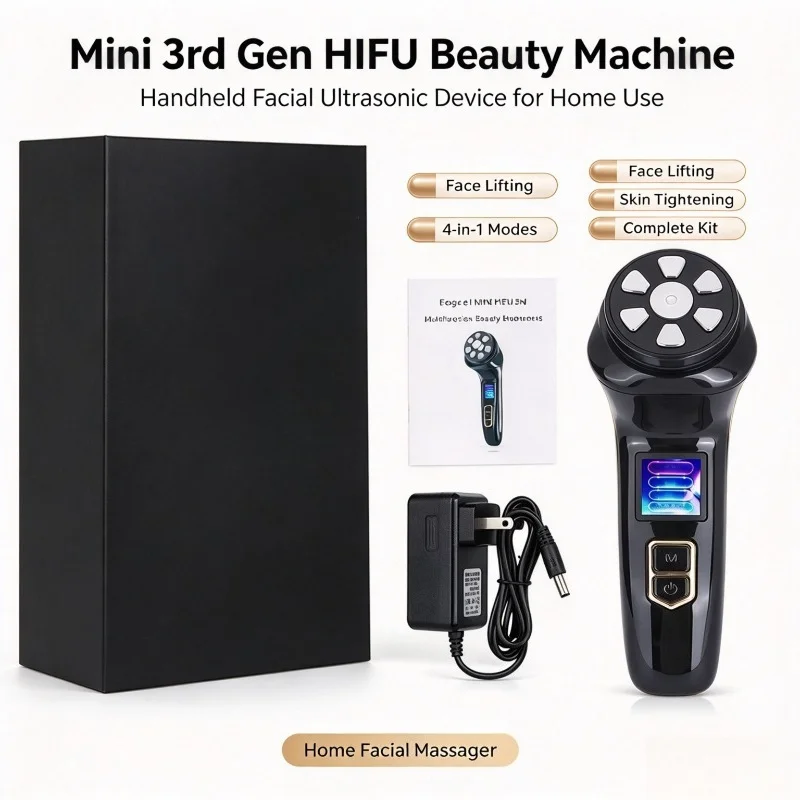 Mini 4 IN 1 HIFU Facial Beauty Machine, Handheld Skin Tightening Lifting Massager for Home Use, Multi-functional Face Skin