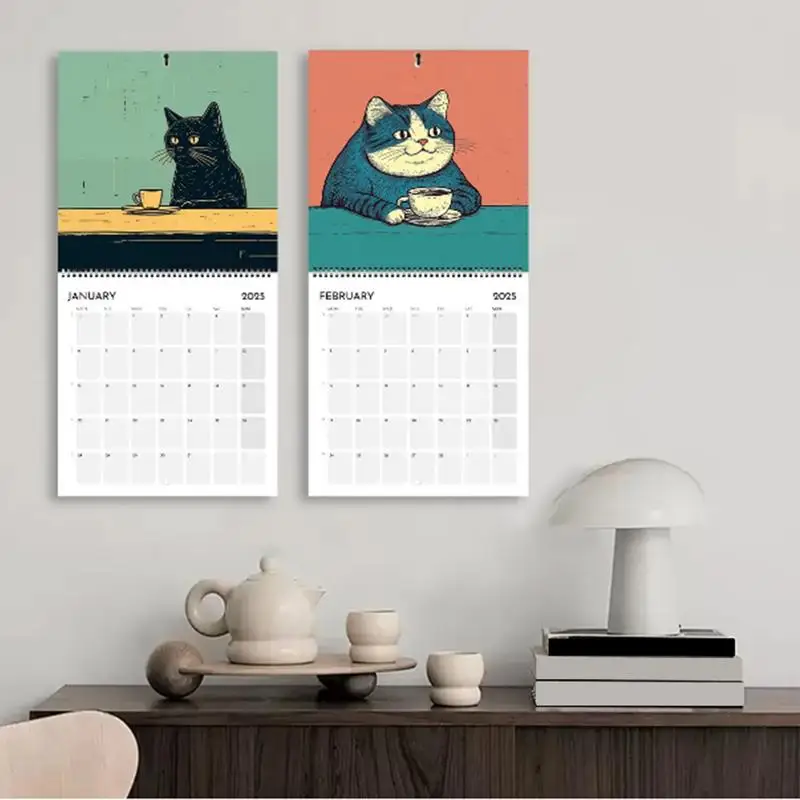 Wall Calendar Cat Design 2025 Monthly Hangable Wall Calendar 12-Month 2025 Monthly Weekly Planner Calendar For Bedroom Study