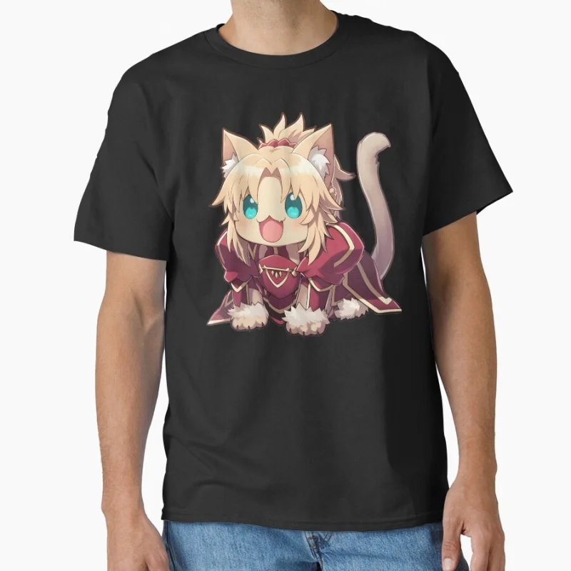 

Mordred Cat Fate stay night Manga Gift tee video game Cute kitty Anime girl t shirt for men 100% cotton Large size tops S-6XL