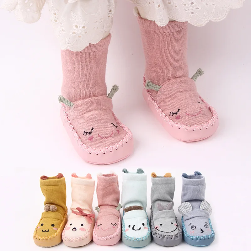 

Autumn Winter Baby Girls Socks Newborn Baby Socks Infant Anti Slip Soft Cotton Floor Sock Shoes