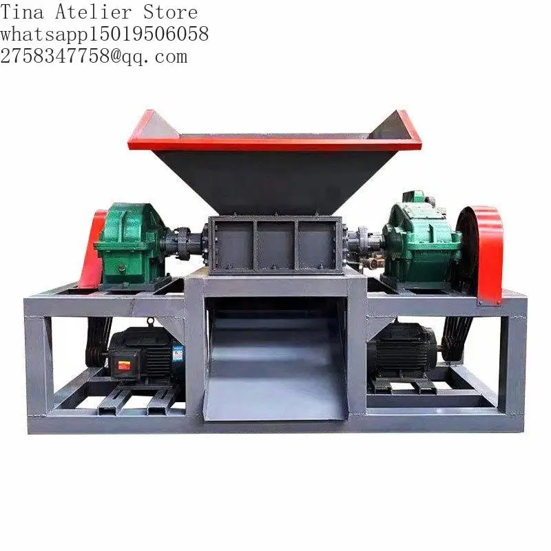 Waste Plastic Scrap Tyre Rubber Tire Fiber pp Pvc Abs Pet Plastic Bottle Double Shaft Shredder Machine for Recycling