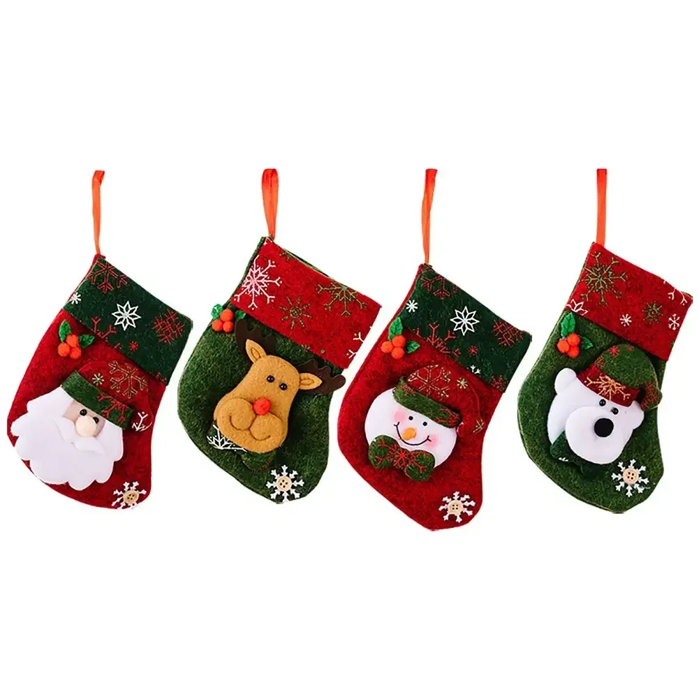 Mini Christmas Hanging Stockings Xmas Tree Ornaments Pendant Small Boots Children New Year Candy Bag Santa Claus Sock Decor