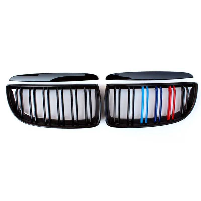 Pair M Color Car Front Bumper Kidney Grill Grille Set For BMW 3 Series E90 323I 325I 328I 330I 2005 2006 2007 Mesh Grille