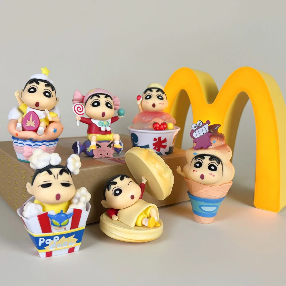 Anime Crayon Shin-chan Blind Box Food Hamburg Series Blind Bag Doll Toy Collection Model Figure Toy