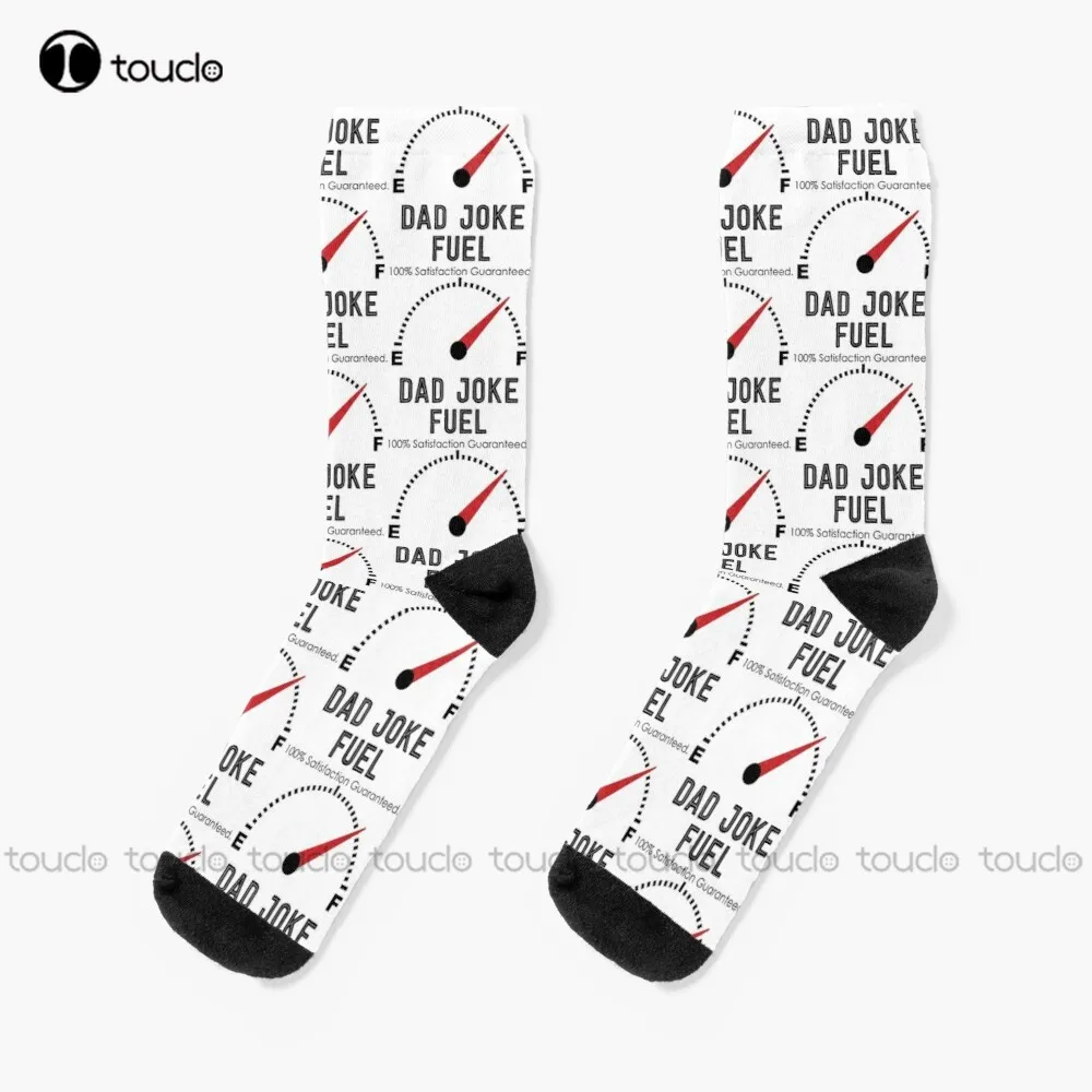 Dad Jokes Fuel Fathers Day Funny Fathers Day Socks Boys Football Socks 360° Digital Print Comfortable Best Girls Sports Art Gift