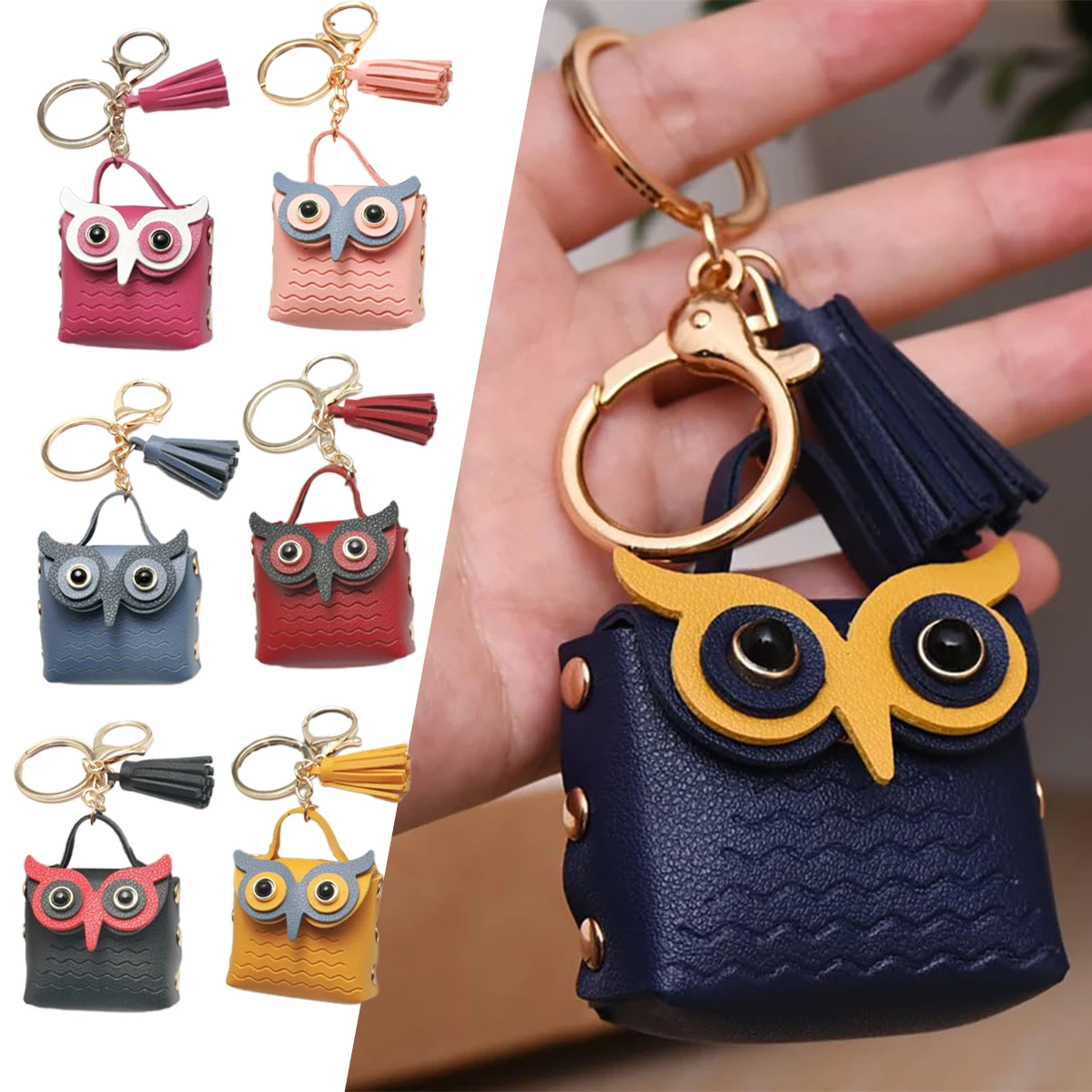 

Новый многофункциональный милый мини-брелок для ключей, мини-кошелек, кожаный брелок для ключей с совой