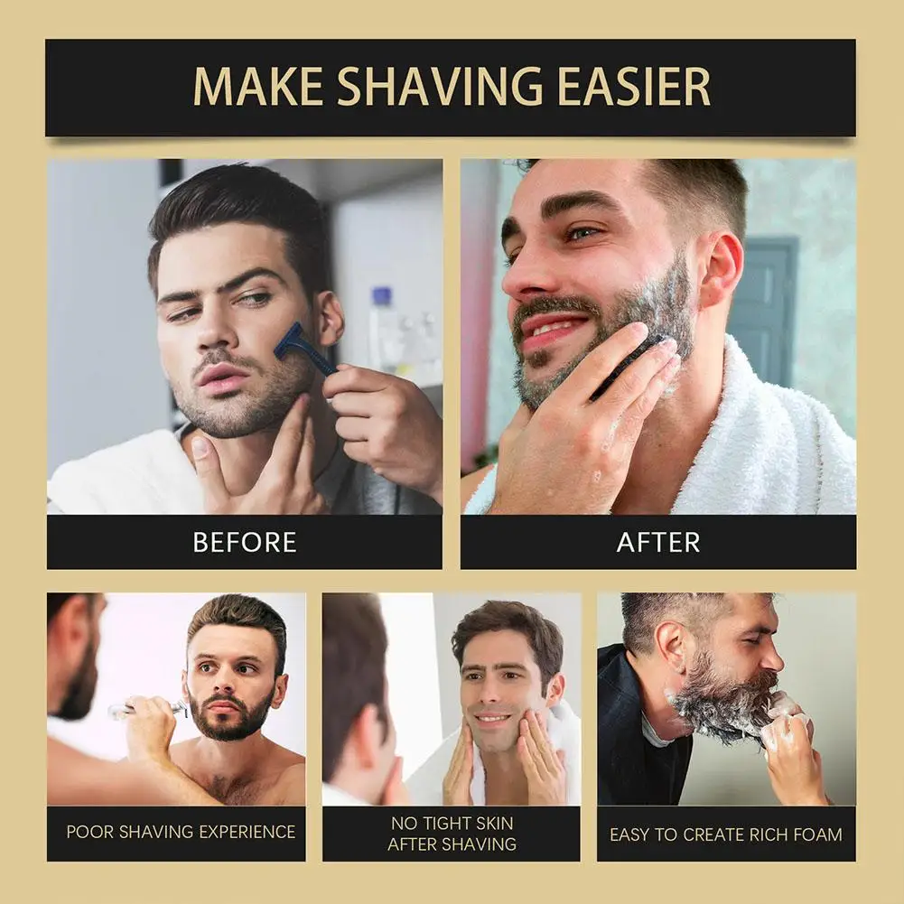 Bergamot Shaving Soap for Men Rich Foam Shaving Cream Bar Smooth Glide Moisturizing Facial Hair Removal Cleanliness Care view 3