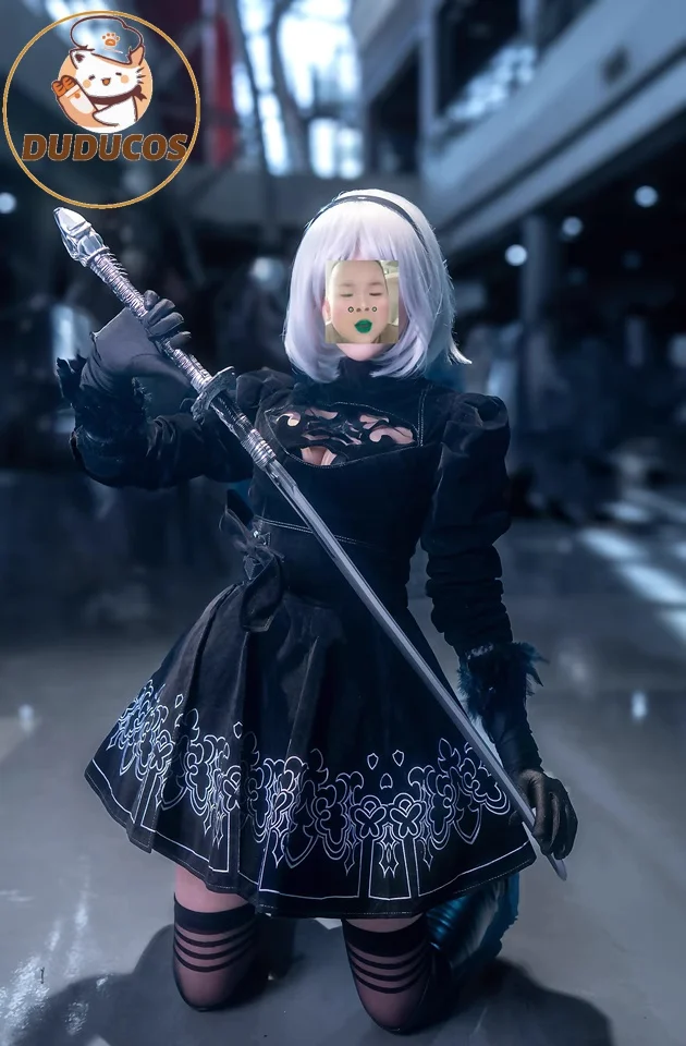 2B コスプレ衣装 黒 ウィッグ　武器　付き Amazon | Plazhen ニーアオートマタ コスプレ 2B ヨルハ二号B型