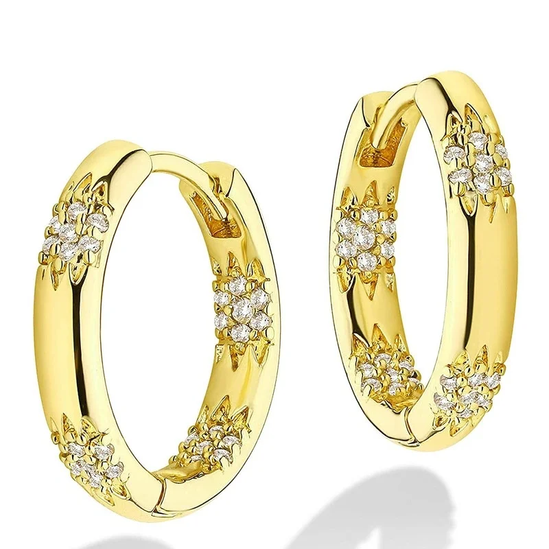 CAOSHI Versatile Luxury Circle Earrings Swanking Cubic Zirconia Gold Color Daily Wear Exquisite Girls Accessories Party Jewelry