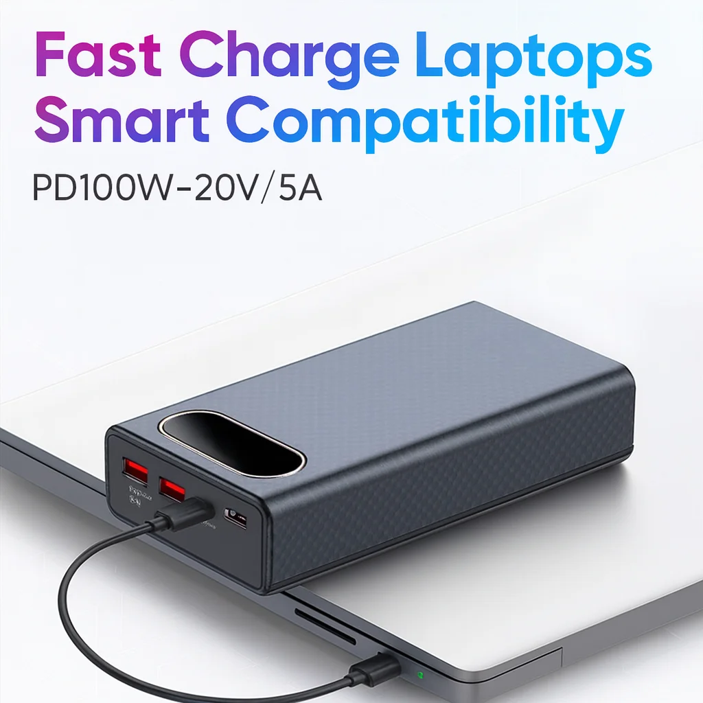 21700 Battery Pack Case With Display Screen 100W PD Output Tool Free Assembly Removable Shell Multi Device Fast Charging