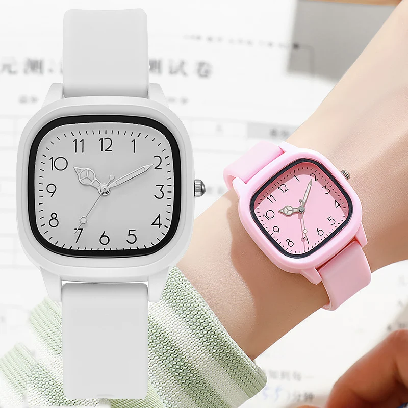 Hot Sale Women Quartz Watch Student Exam Watch Colorful Women's Silicone Strap Luminous Needle Wristwatches Girls Gift Clock