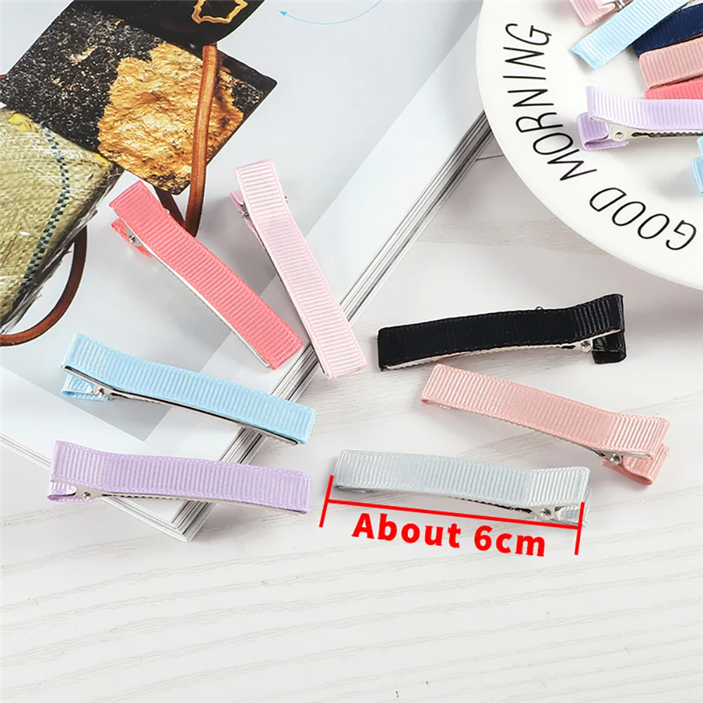 24PCS 6cm Ribbon Covered Metal Hair Clips Basic Simple Hairpins DIY Jewelry Handmade Girls Kids Hair Accessories Gifts Wholesale