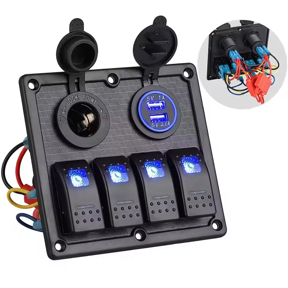 

4+2 Combination Switch Panel 12-24V - Marine Grade for RV Boat Vehicle Modification