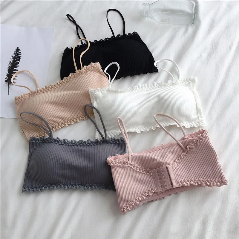 

Women's Lace Bar Inner Wrapping Chest Soft Breathable Seamless Comfort Tank Tops Beautiful Back for Girls' Suspender Underwear