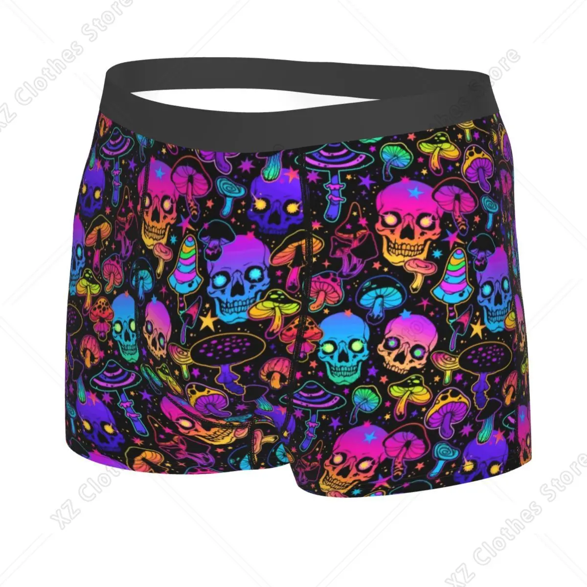 Custom Psychedelic Magic Mushrooms Skull Boxer Shorts For Men 3D Printed Underwear Panties Briefs Soft Underpants