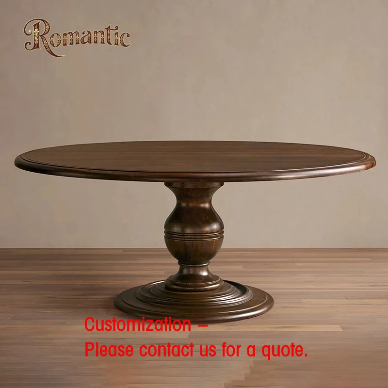 custom.American Antique Wooden Round Dining Tables American Countryside Designer Furniture Dining Table Set Luxury