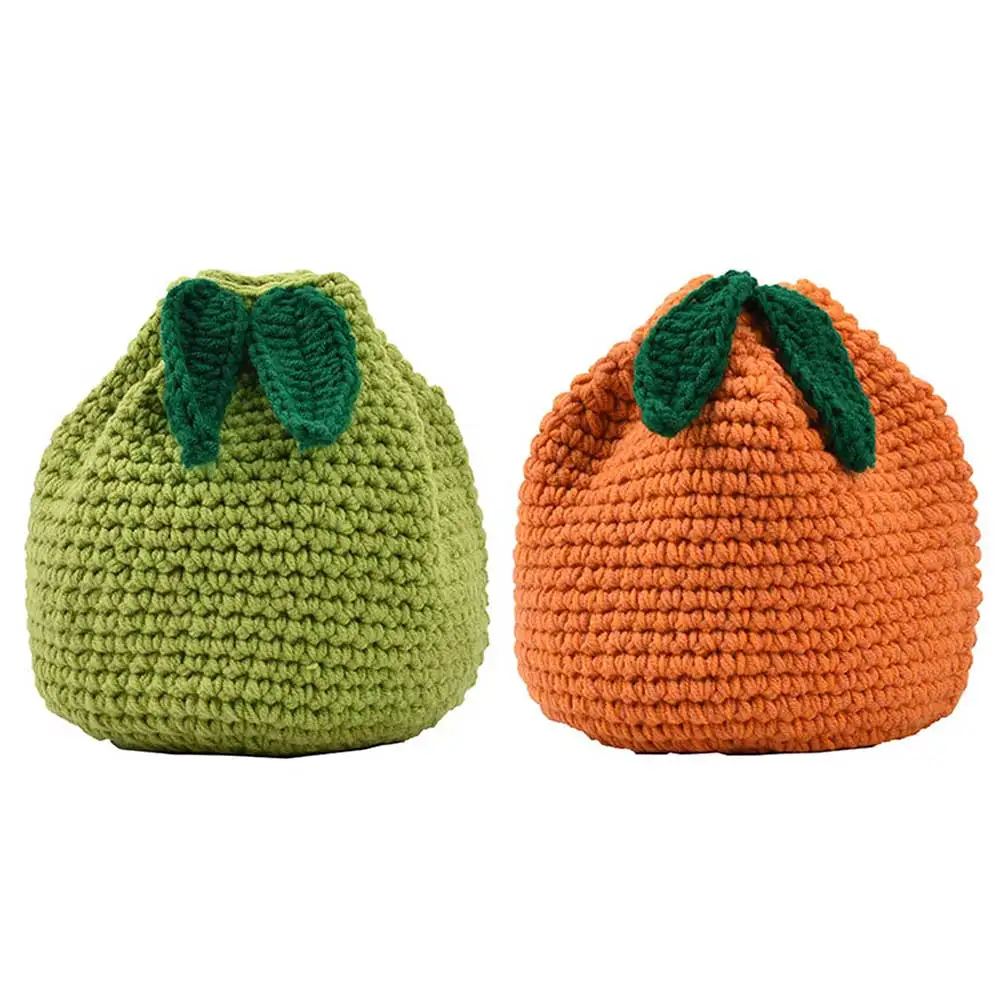 

Вязаная крючком женская сумочка-клатч на шнурке, оранжевая, в форме милого фрукта, подарок для друзей