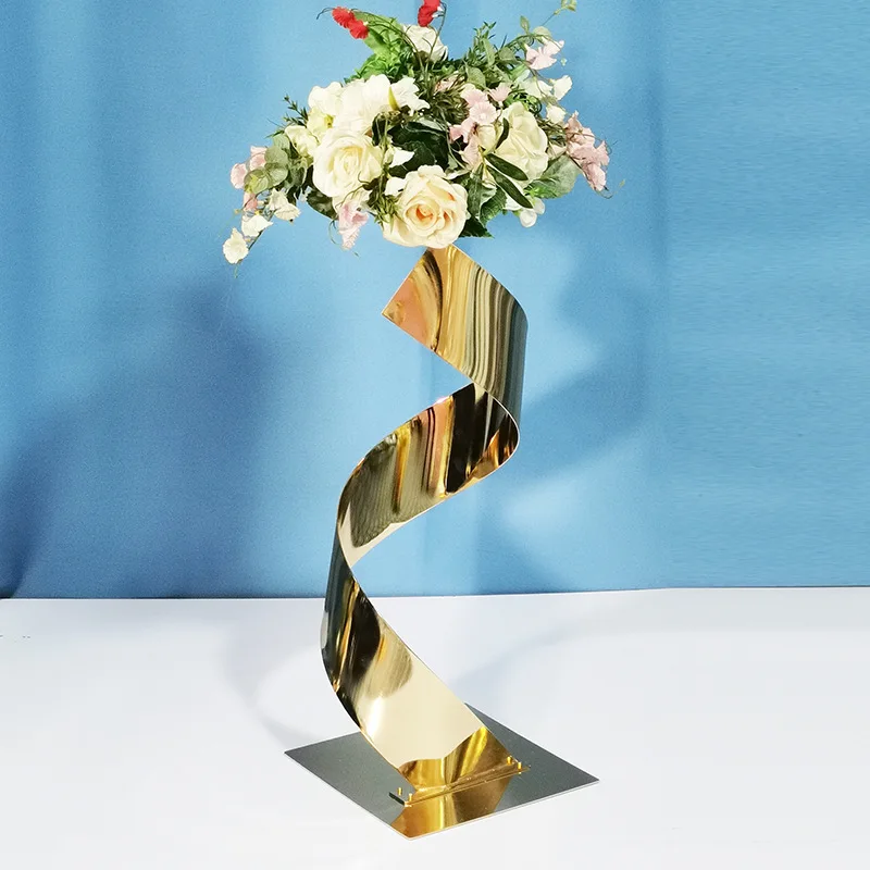 Gold Metal Flower Centerpieces, Road Lead, Wedding Table Centerpieces, Event Party, Home and Hotel Decoration, 10 PCs/Lot