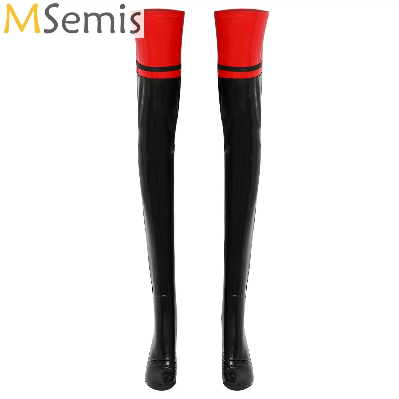 

Anime Lolita Cosplay Stockings Women Girl Faux Leather Oil Shiny Thigh High Hosiery Sexy Knee Latex Medias Nightclub Long Socks