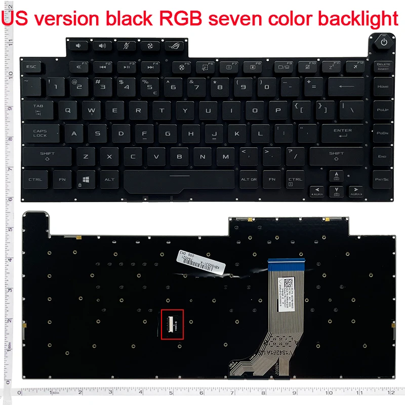 Ru/sp/fr/eua teclado inglês para asus rog strix scar iii g512 l 3 plus g531g gl531 g531gv g531 s531 g531gt g531gu eua azul claro