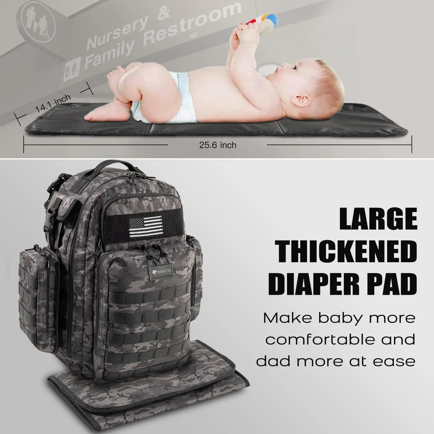 

Dad Mens Diaper Bag Backpack with Diaper Changing Mat Outdoor Military Diaper Backpack Waterproof Pouch Baby & Insulation bag
