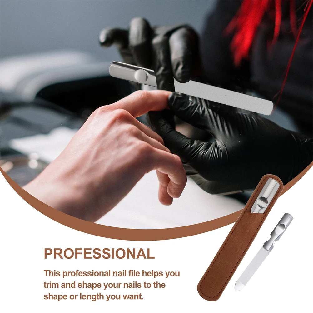

2 Sets Stainless Steel Nail File H held for Natural Nails Manicure Pedicure Tools Nail Art Accessories Durable Premium Quality