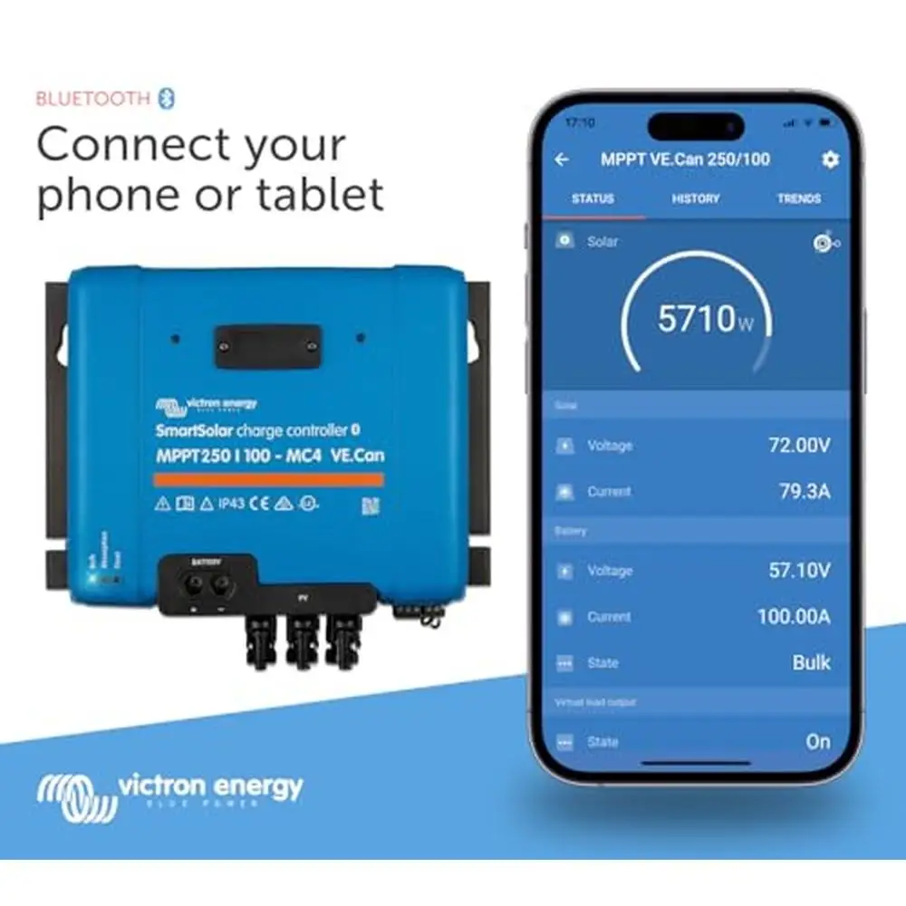 MPPT Solar Charge Controller Bluetooth 100A 12-48V VE.Can Sync Charging SmartSolar App Connect