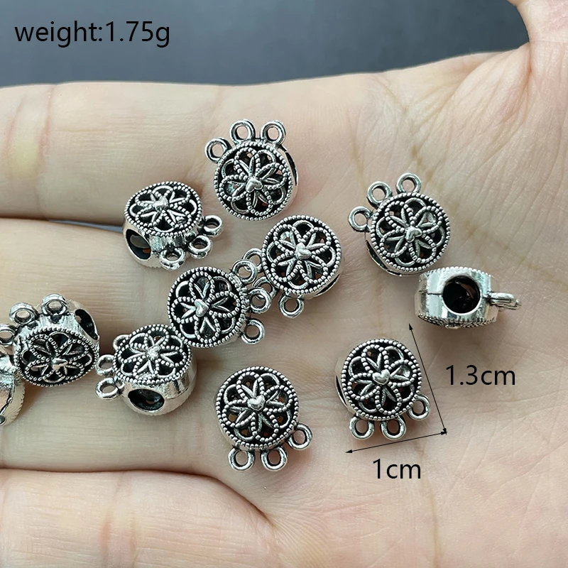 15pcs Different Shapes Perforated Hollow Spacer Bead Gasket Connector DIY Charming Silver Jewelry Making Earrings And Bracelet