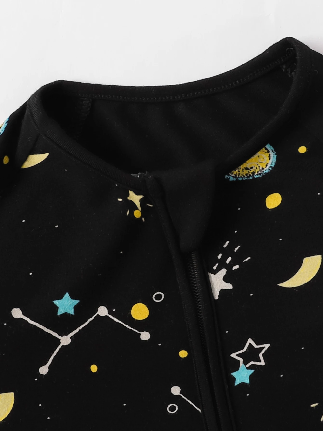 Baby Bamboo Fiber Soft and Breathable Fabric, Moon, Stars, and Astrological Print Long-Sleeve Convertible Footie Romper