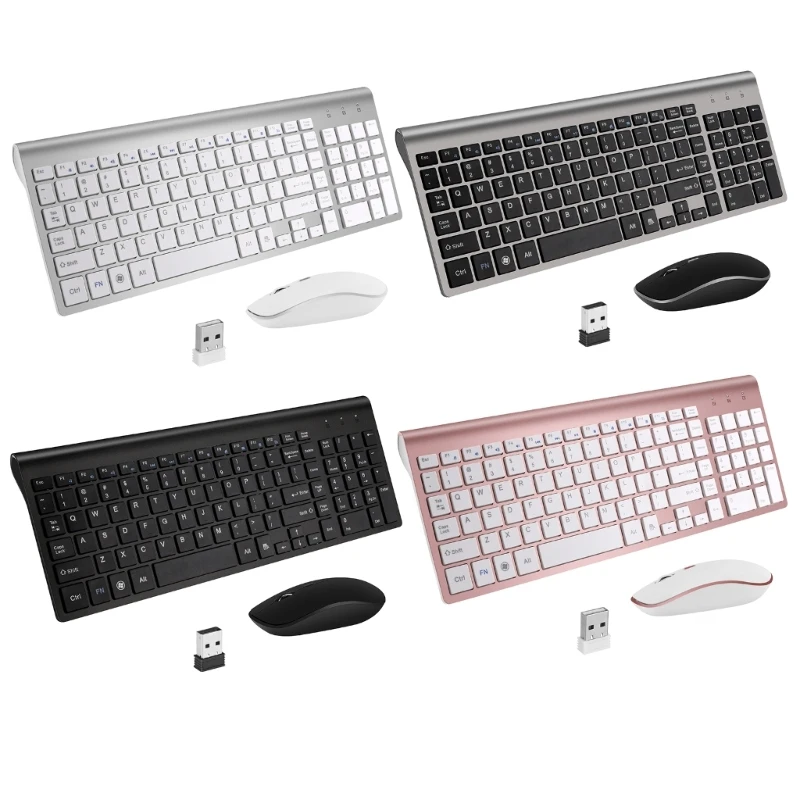 

2.4G Wireless Keyboards and Mouse Combos Computer Keyboards with Mouse Plug Plays Dropship