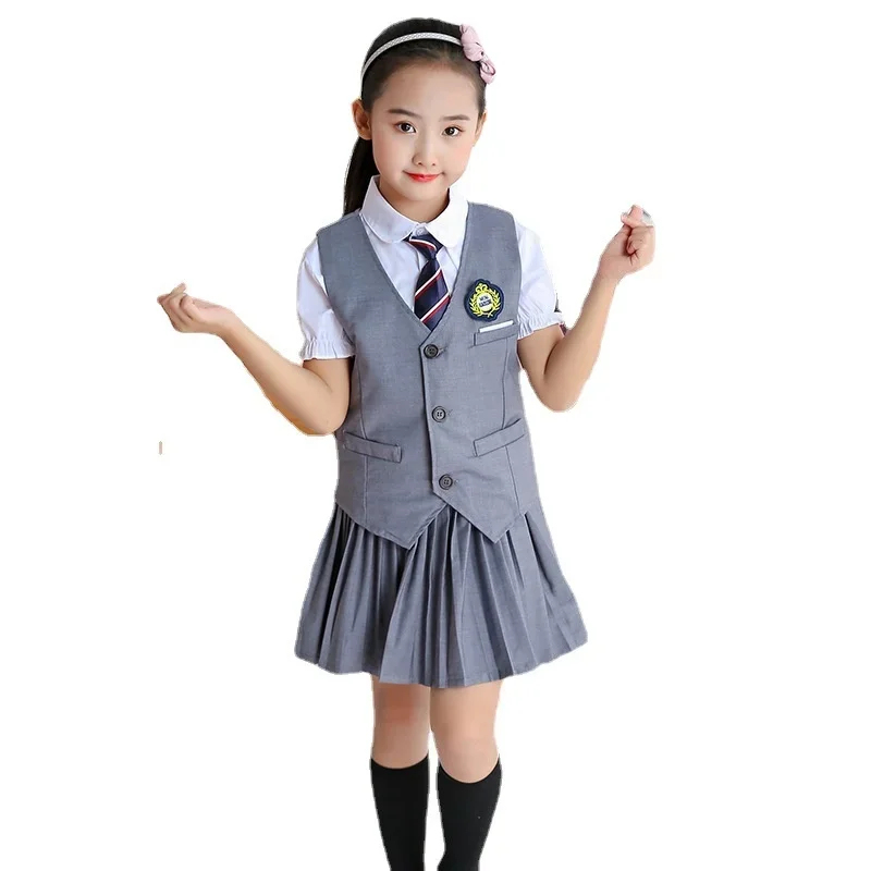 Set di uniformi scolastiche della marina britannica estiva, uniforme da spettacolo della scuola primaria, vestito da coro, uniforme da classe di laurea per bambini,