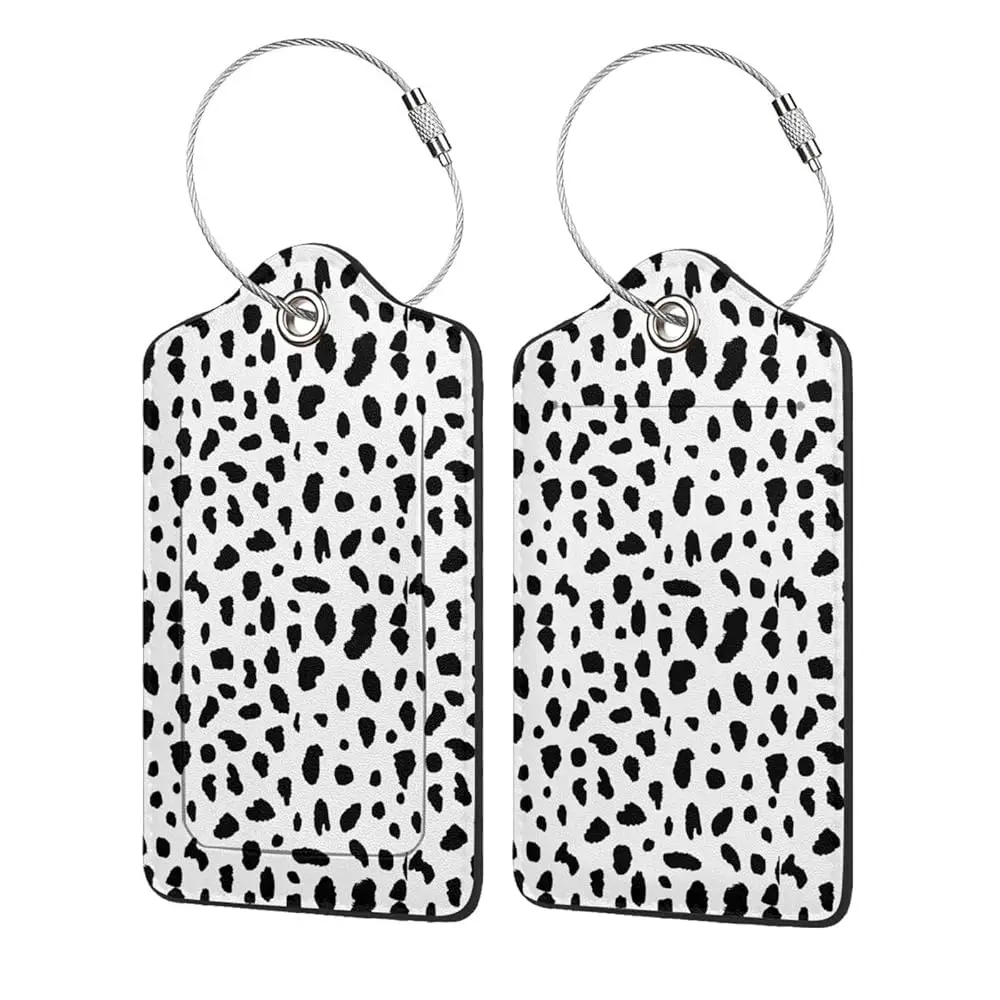 

Набор из 2 кожаных бирок для багажа с точками, с кольцом из нержавеющей стали, для дорожных сумок и чемоданов