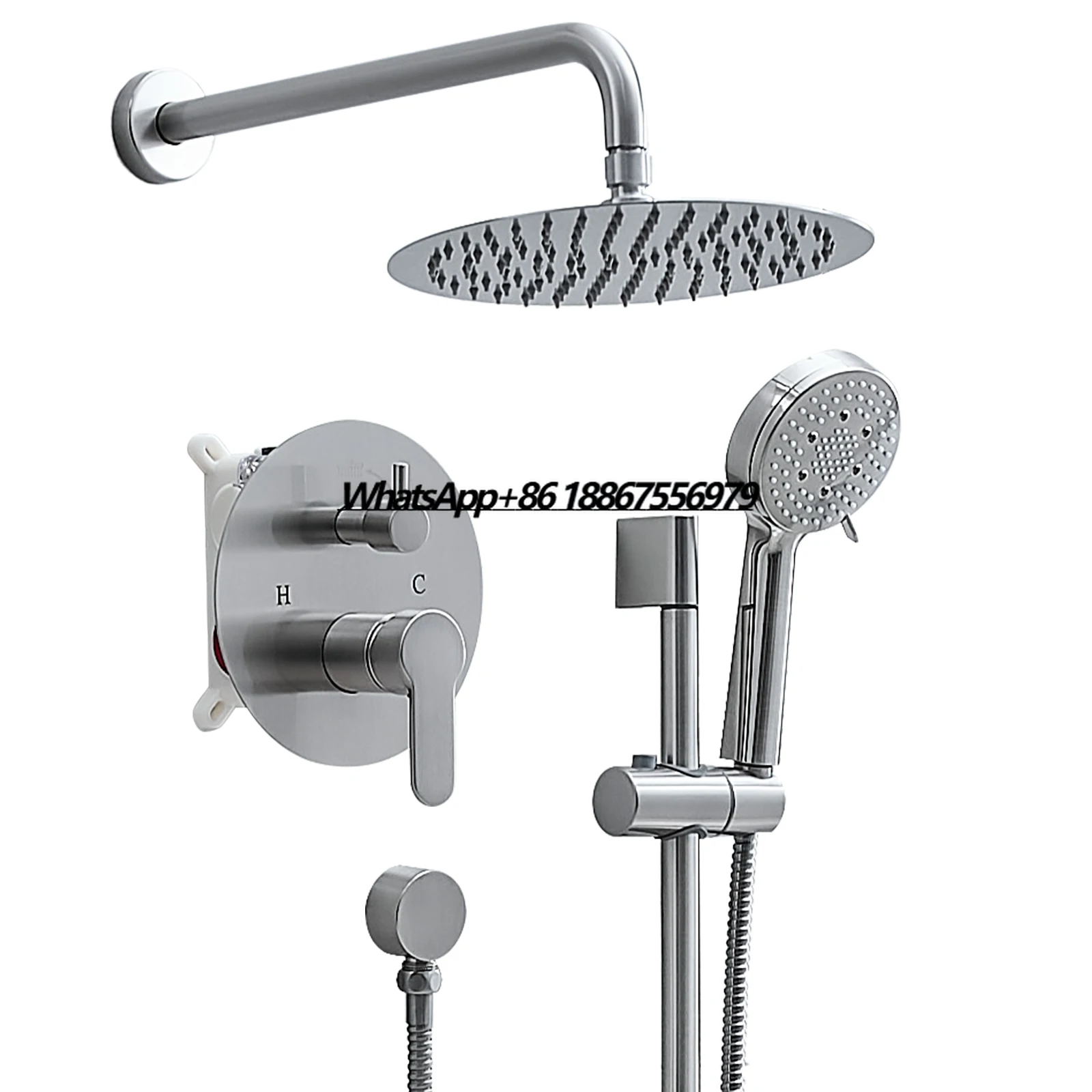 Modern Shower System, Rain Shower Head with Slider Hand Spray, Concealed Shower Faucet Set