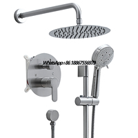 Modern Shower System, Rain Shower Head with Slider Hand Spray, Concealed Shower Faucet Set