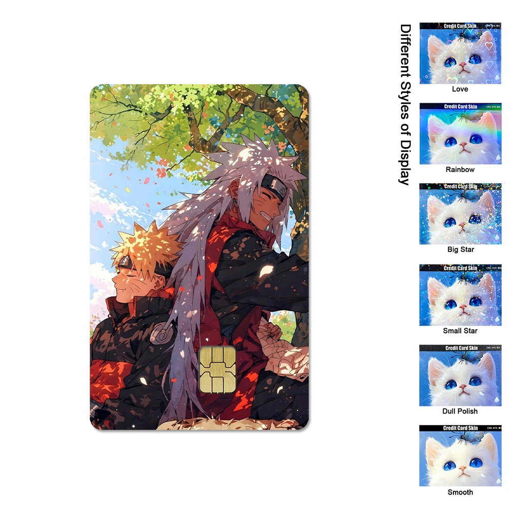 Anime naruto cartão de crédito adesivo uchiha sasuke haruno sakura design pele suave arco-íris anime cartão adesivo decoração à prova dwaterproof água