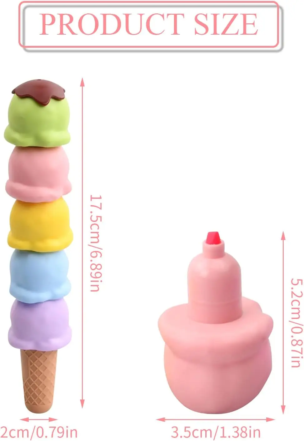 4 Pcs Wholesale Ice Cream Joint Design Highlighter Pen Set | Colorful Markers for Students Note Taking School Supplies