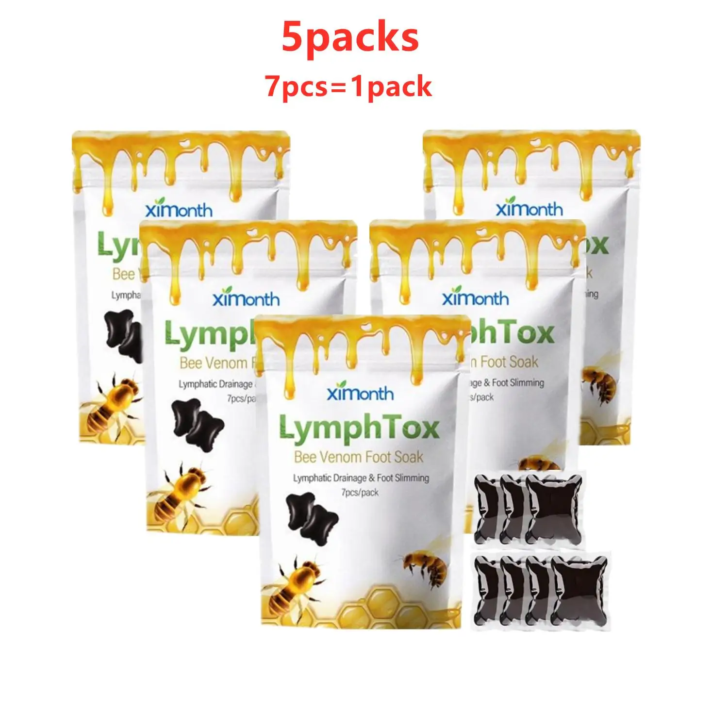 

5 Packs Herbal Foot Soak Gel Bee Foot Bath For Slimming Repair Legs Varicose Veins Edema Pain Soothing Detox Shape Up