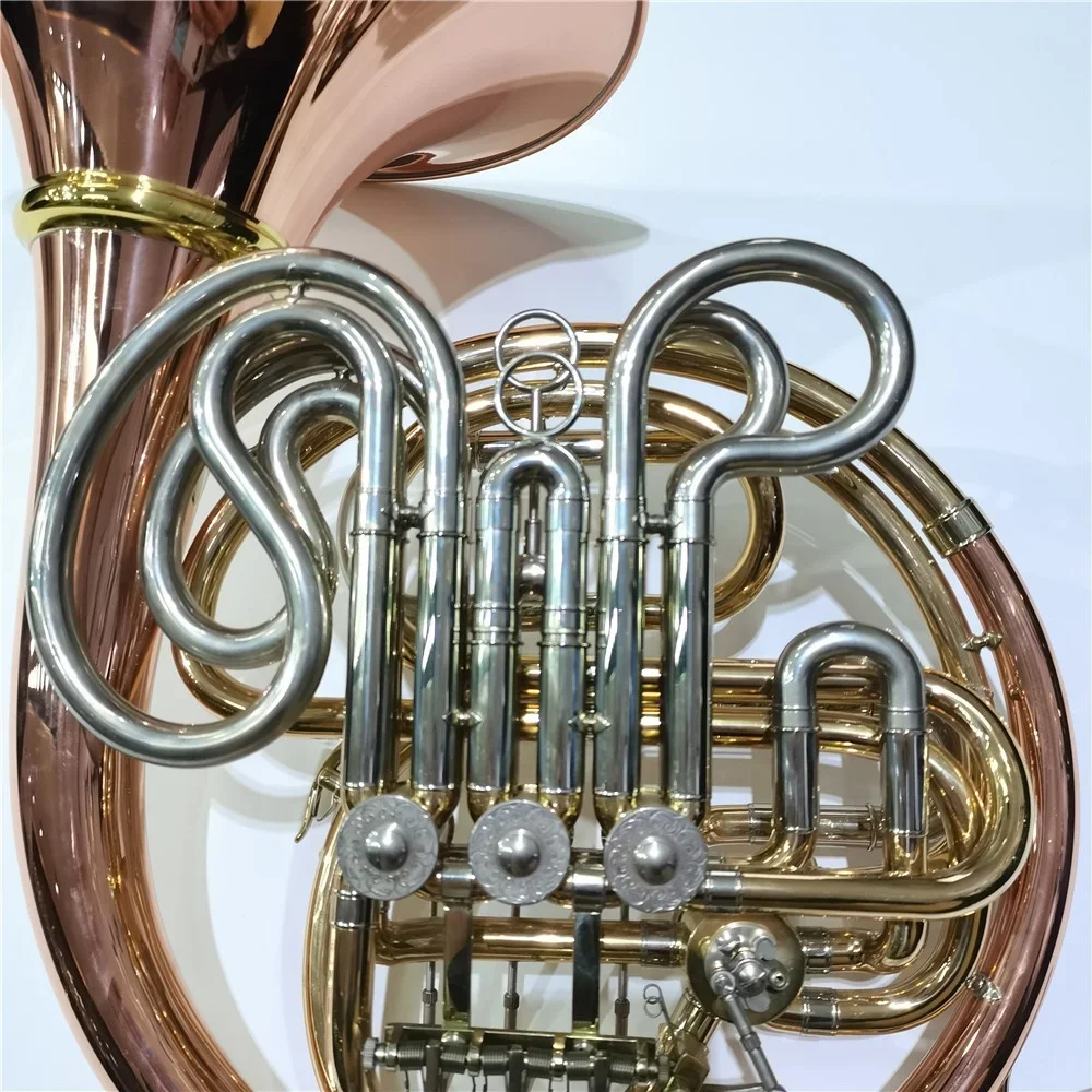 4-key Double Gold Brass Bell French Horn Instrument