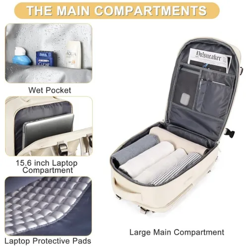 Imagen 2 del producto Mochila de viaje Geestock, bolsa de cabina de 40x20x25, mochila para ordenador portátil, equipaje de mano, mochila de avión, mochila escolar impermeable