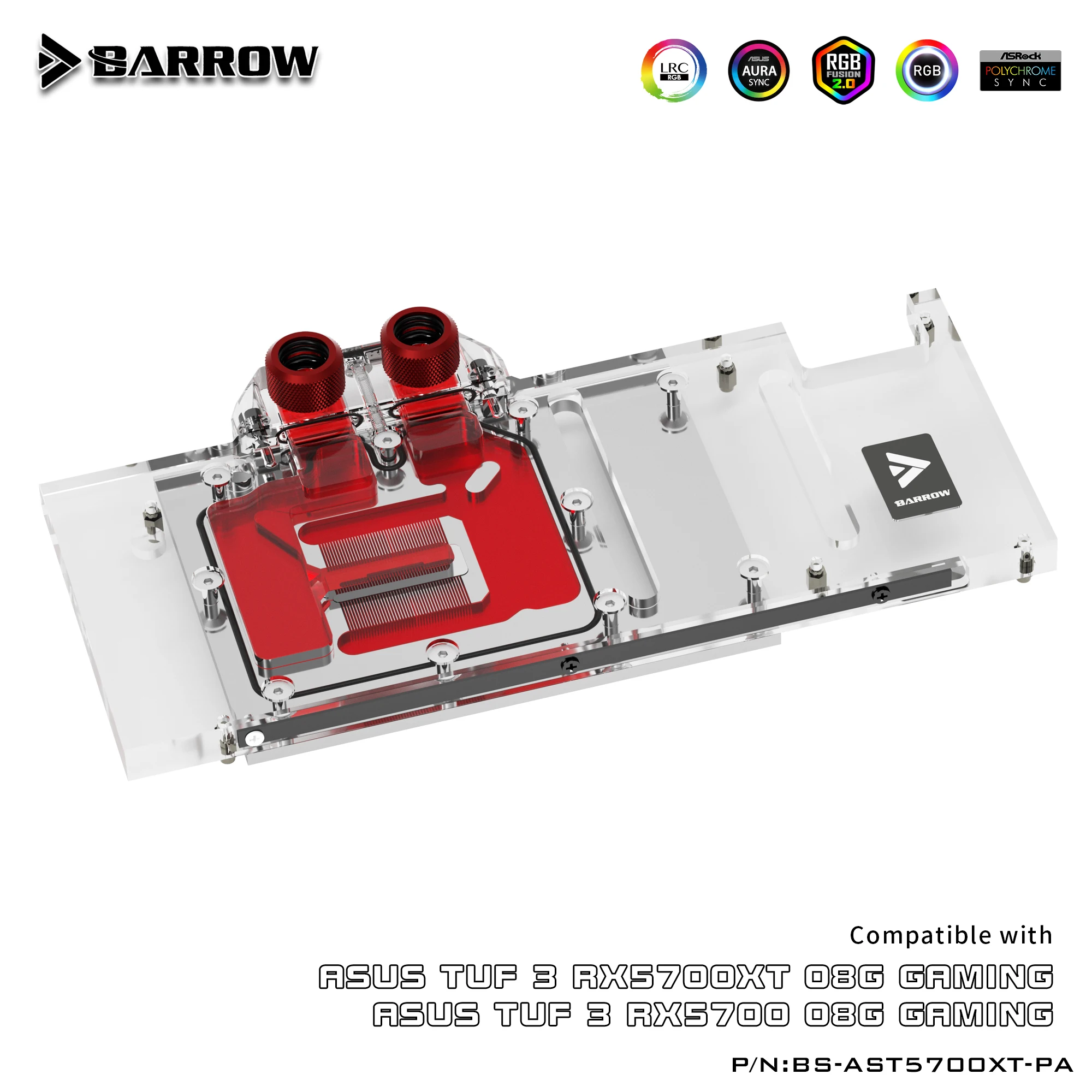 

Barrow BS-AST5700XT-PA GPU блок водяного охлаждения для ASUS TUF 3 RX5700XT,5700 O8G игровой полная крышка графика ARGB цветной VGA кулер