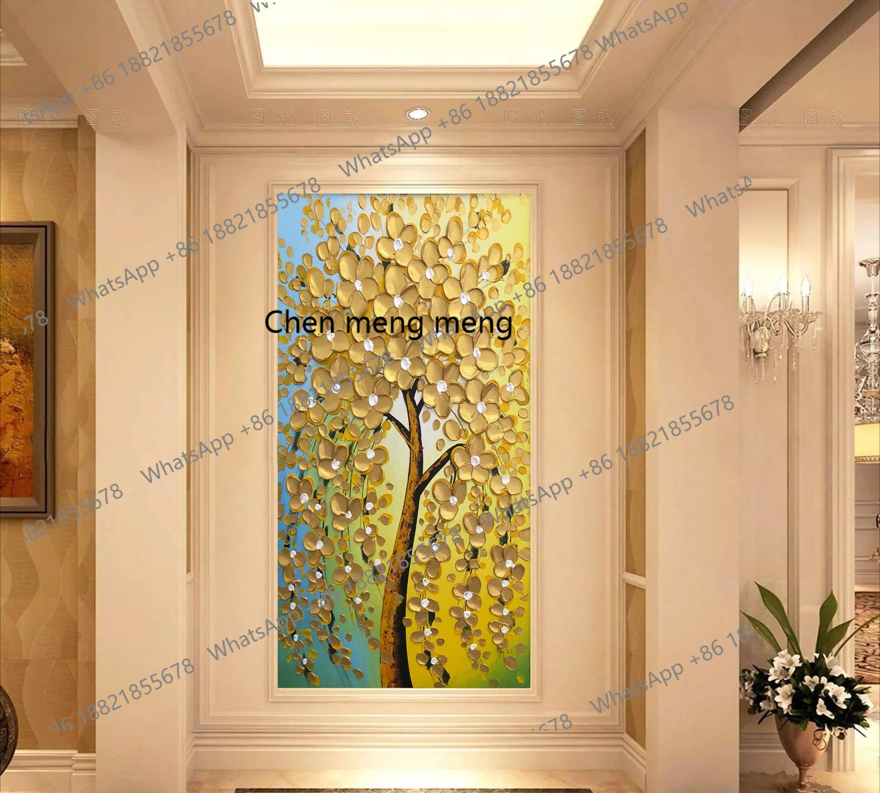 

Hand-painted, oil painting light luxury, living room decoration, modern simplicity, sofa background wall hanging paintings