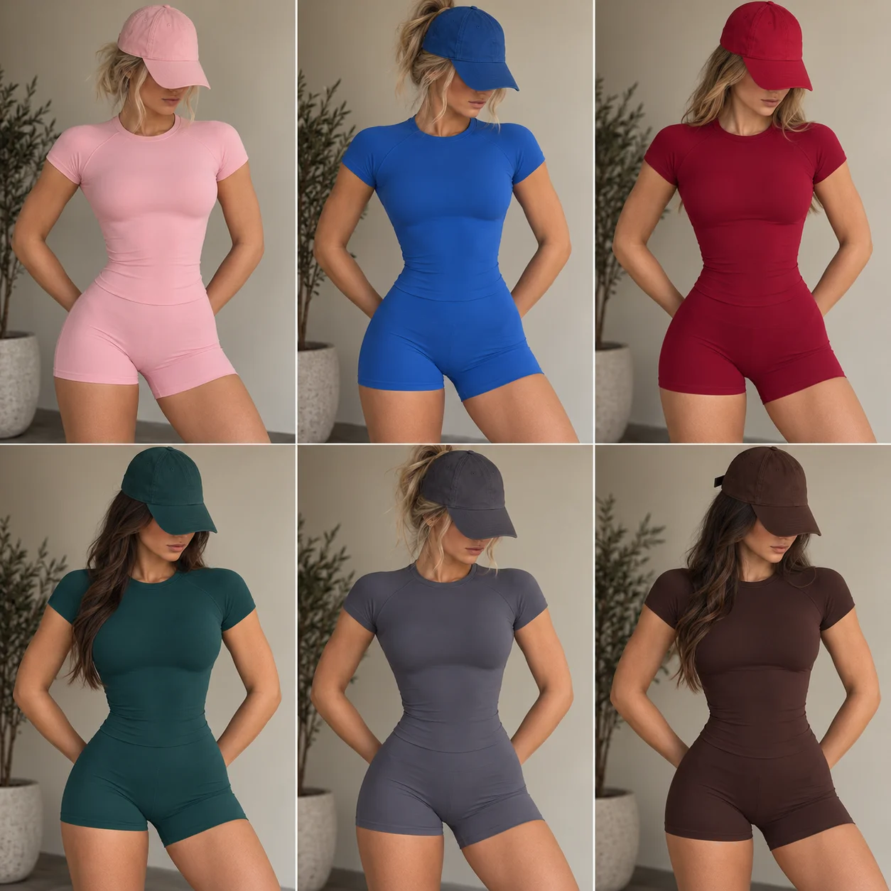 DFXEN Women Sports Yoga 2 Piece Set Short Sleeve Top High Waist Leggings Soft Stretchy Workout Gym Fitness Tracksuit Activewear