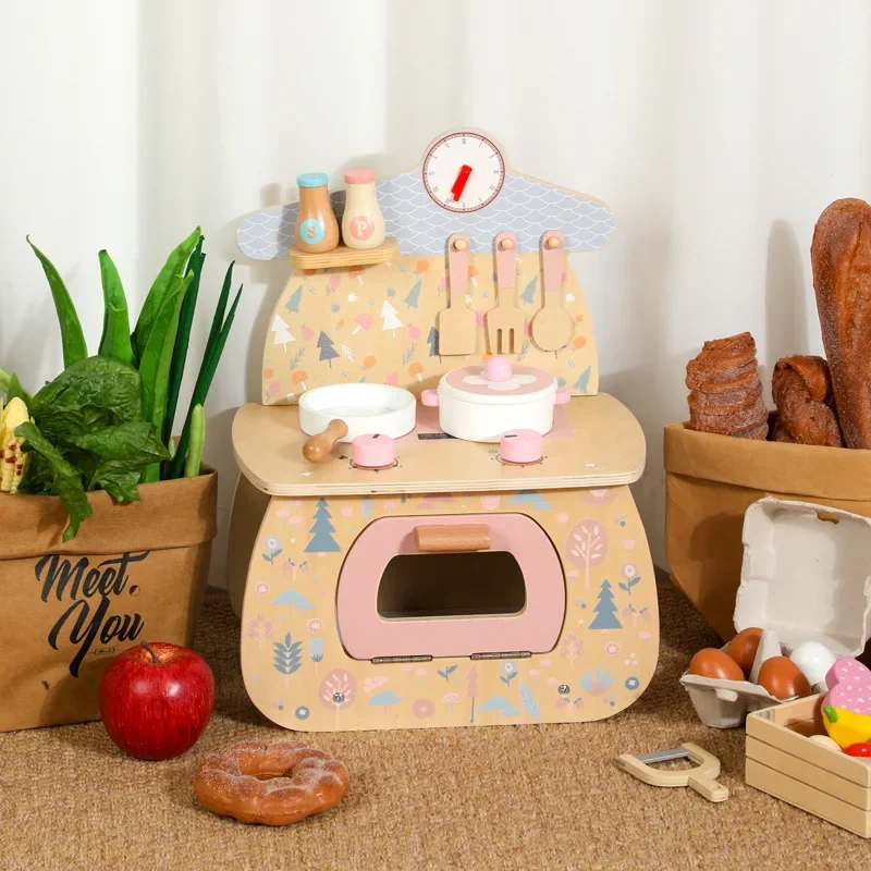 Children Wooden Puzzle Kitchen Toys Miniature Food Dollhouse Accessories Montessori Busy Board Games Girls Interactive Toys Gift