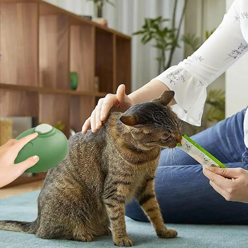 Cepillo vaporizador para mascotas, limpieza de perros y gatos, masaje en aerosol vapor, peine de belleza 4 en 1, cepillo de aseo para depilación con luz azul