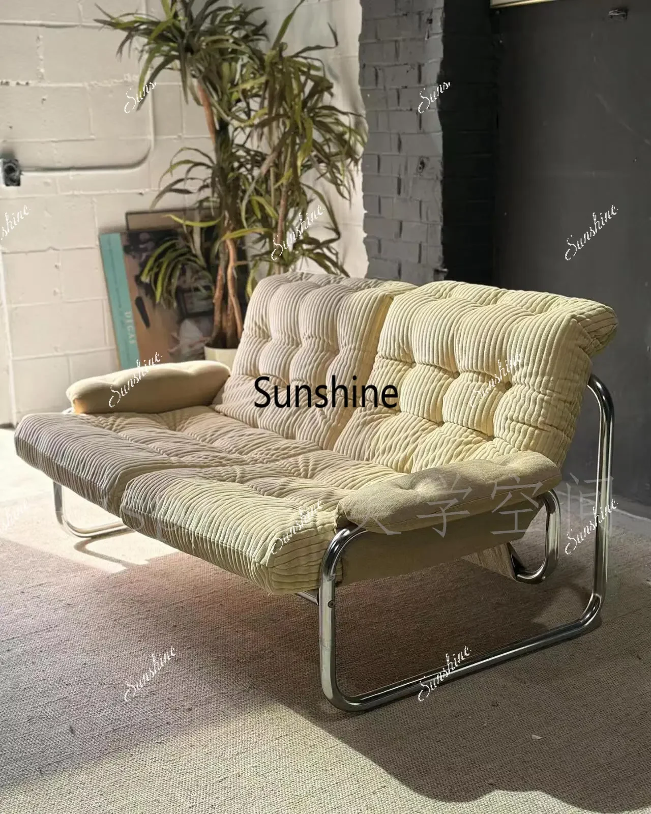 

Retro style, corduroy sofa design, stainless steel, combination pleatsY